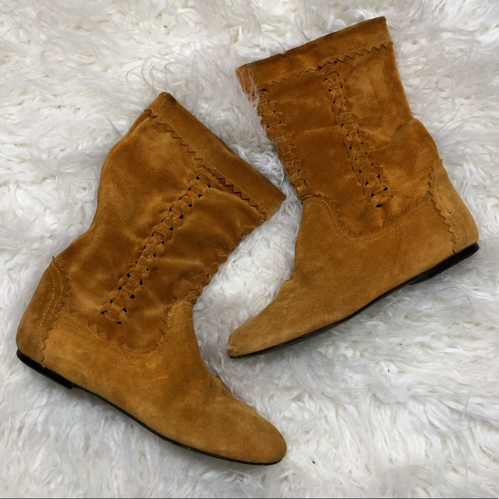Joie Honey Brown Suede Moccasin Type Boots